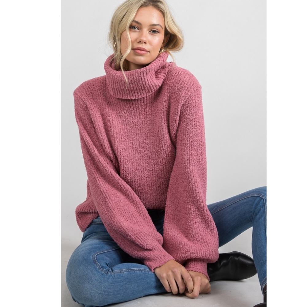 Pippidip Pink Cowl Neck Sweater